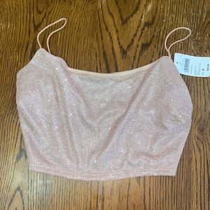 Windsor sparkly tank top. Rose/light pink. Open back. Size small. New with tags